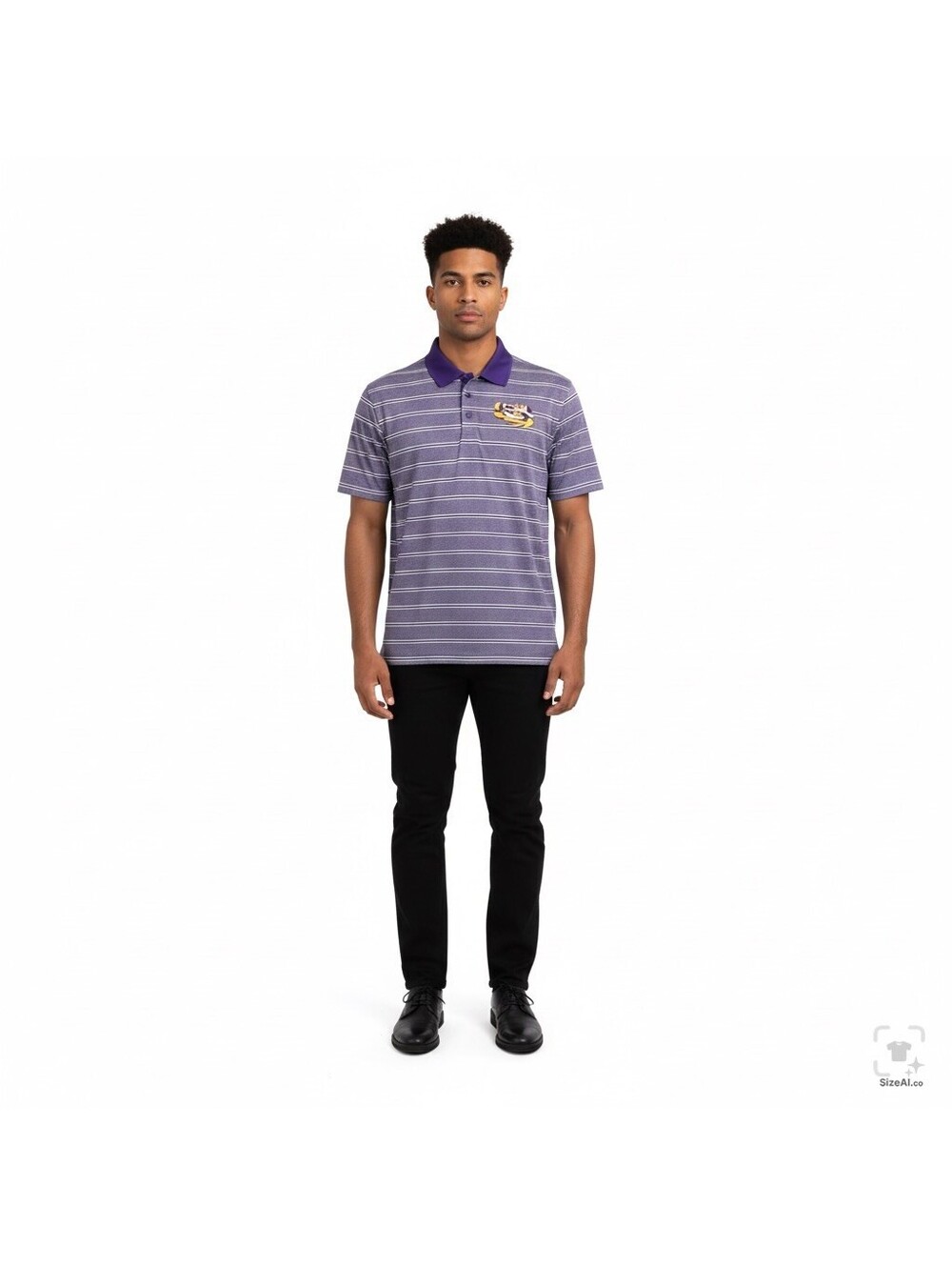 LSU Tigers Polo shirt size Men's XL new with tags purple and white striped